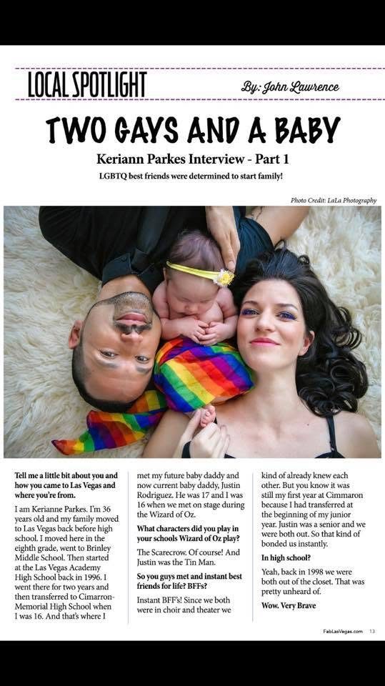 Fab Las Vegas magazine feature titled Two Gays and a Baby, a Keriann Parkes interview.